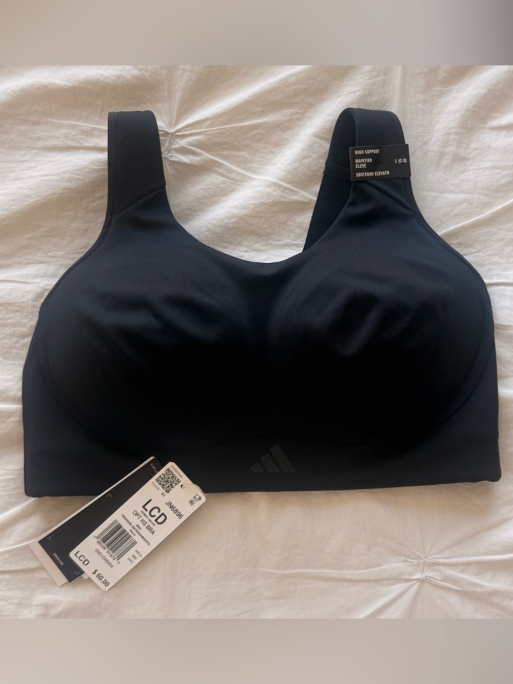 NWT ADIDAS Women's Black Optima High-Support Sports Bra Adjustable Straps